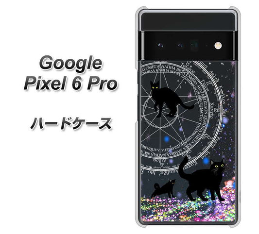 Google Pixel 6 Pro 高画質仕上げ 背面印刷 ハードケース【YJ330 魔法陣猫 キラキラ 黒猫】