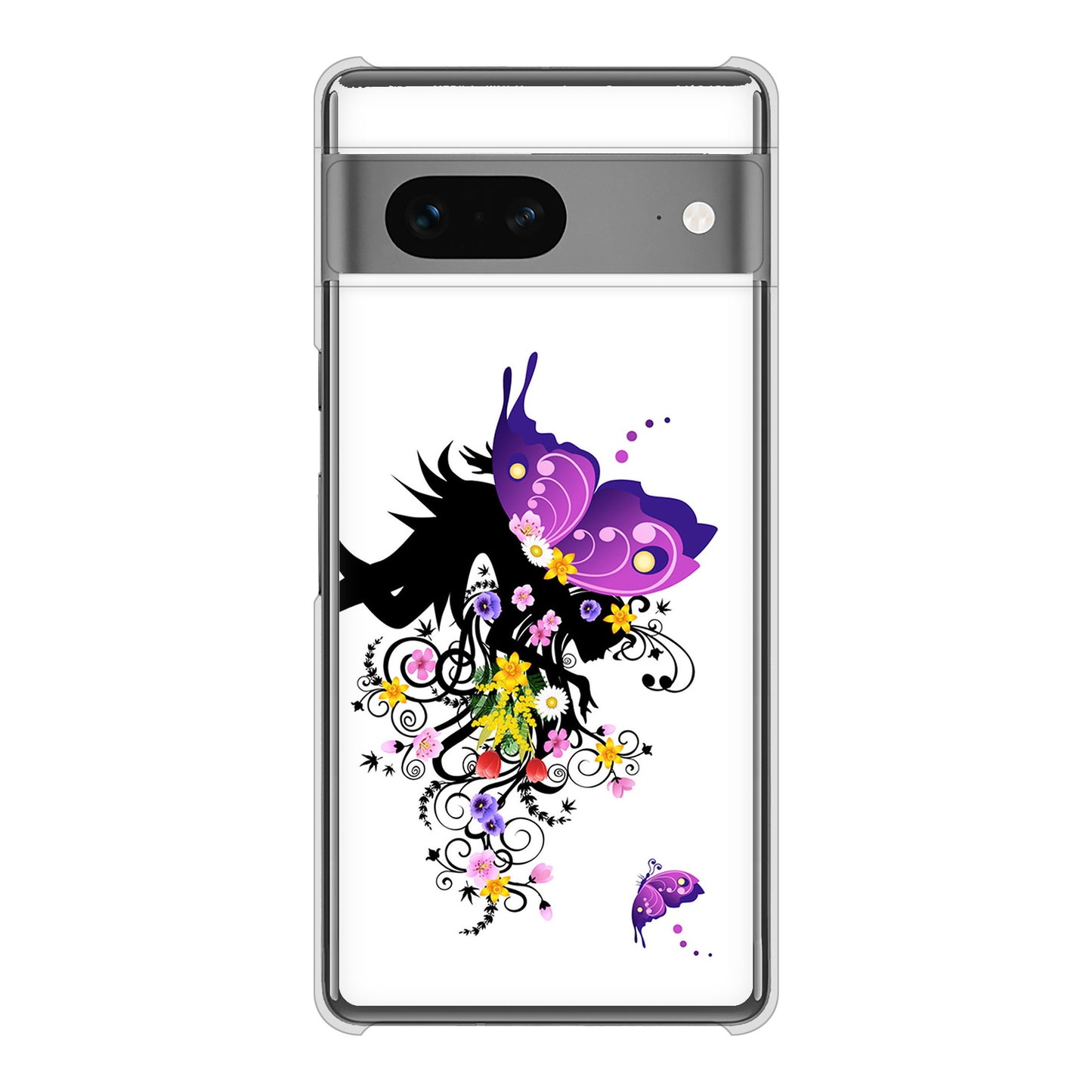 Google Pixel 7 高画質仕上げ 背面印刷 ハードケース バタフライ
