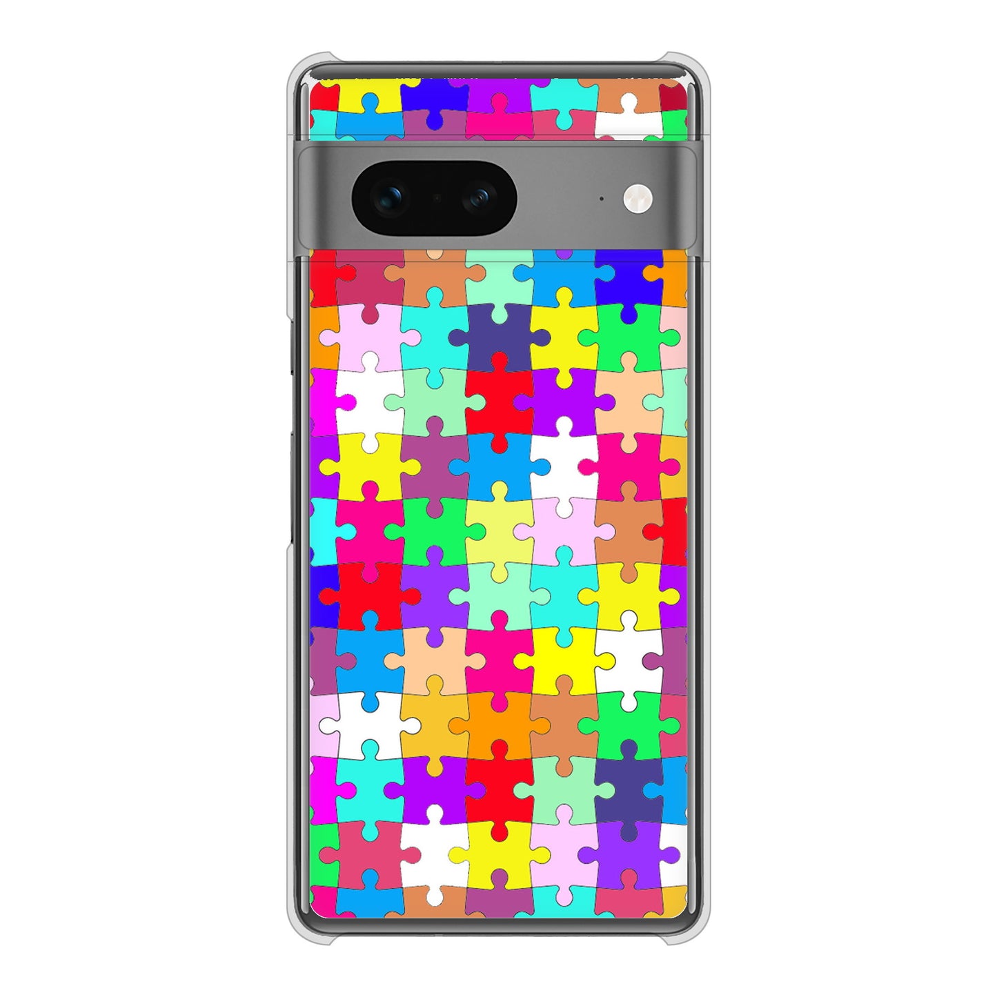 Google Pixel 7 高画質仕上げ 背面印刷 ハードケース 【727 カラフルパズル】