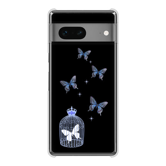 Google Pixel 7 高画質仕上げ 背面印刷 ハードケース むかいあぐる 蝶の王冠鳥かご