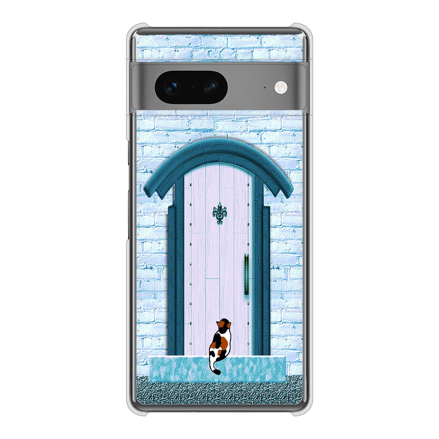 Google Pixel 7 高画質仕上げ 背面印刷 ハードケース 猫とドア