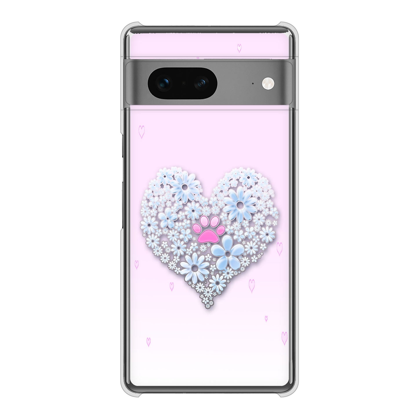 Google Pixel 7 高画質仕上げ 背面印刷 ハードケース ハートと肉球