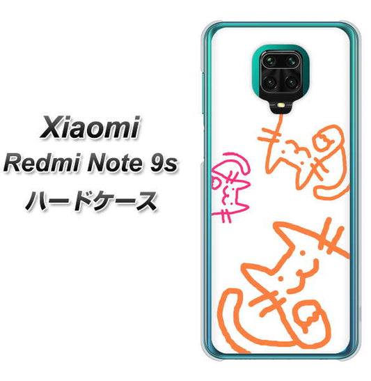 Xiaomi（シャオミ）Redmi Note 9s 高画質仕上げ 背面印刷 ハードケース【1098 手まねきする3匹のネコ】