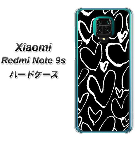 Xiaomi(シャオミ)Redmi Note 9s 高画質仕上げ 背面印刷 ハードケース【1124 ハート BK&WH】