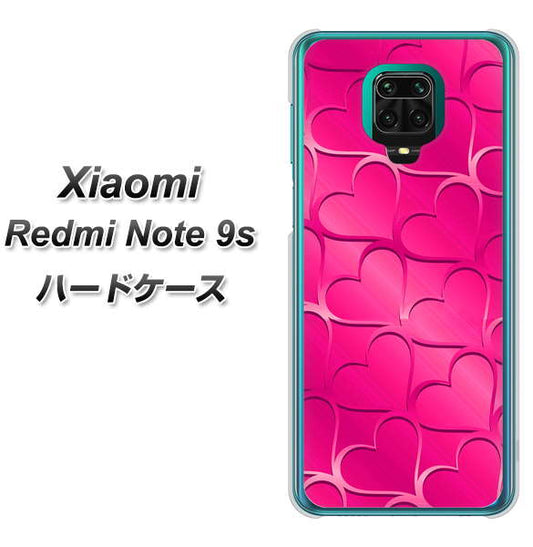Xiaomi(シャオミ)Redmi Note 9s 高画質仕上げ 背面印刷 ハードケース【1347 かくれハート(ショッキングピンク)】