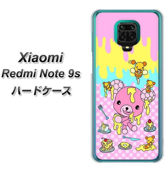 Xiaomi(シャオミ)Redmi Note 9s 高画質仕上げ 背面印刷 ハードケース【AG822 ハニベア(水玉ピンク)】