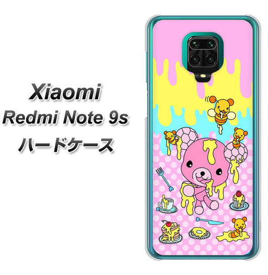 Xiaomi(シャオミ)Redmi Note 9s 高画質仕上げ 背面印刷 ハードケース【AG822 ハニベア(水玉ピンク)】