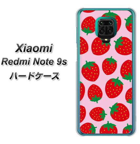 Xiaomi（シャオミ）Redmi Note 9s 高画質仕上げ 背面印刷 ハードケース【SC813 小さいイチゴ模様 レッドとピンク】