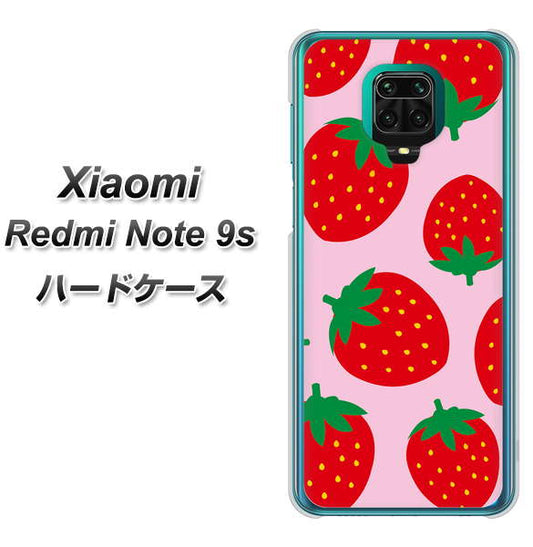 Xiaomi（シャオミ）Redmi Note 9s 高画質仕上げ 背面印刷 ハードケース【SC820 大きいイチゴ模様レッドとピンク】
