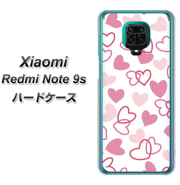 Xiaomi(シャオミ)Redmi Note 9s 高画質仕上げ 背面印刷 ハードケース【VA929 ハートがいっぱい ピンク】