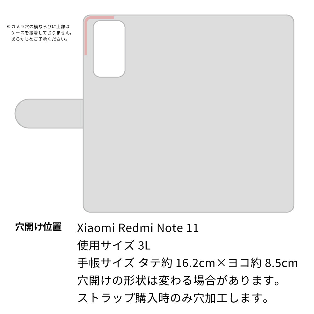 Redmi Note 11 水玉帆布×本革仕立て 手帳型ケース