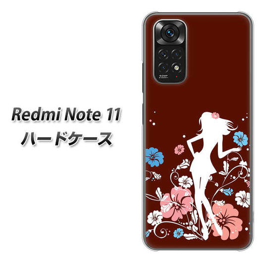 Redmi Note 11 高画質仕上げ 背面印刷 ハードケース【110 ハイビスカスと少女】