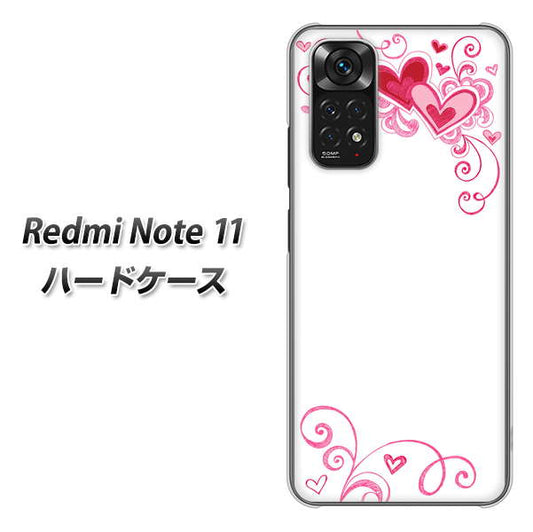 Redmi Note 11 高画質仕上げ 背面印刷 ハードケース【365 ハートフレーム】