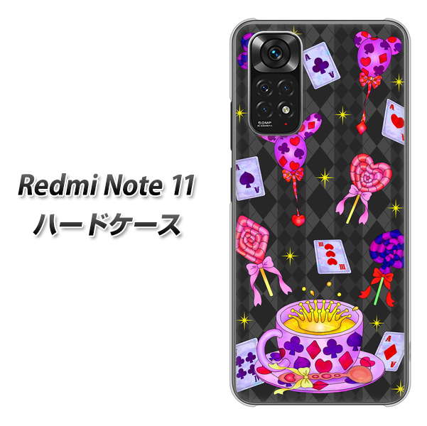 Redmi Note 11 高画質仕上げ 背面印刷 ハードケース【AG818 トランプティー(黒)】
