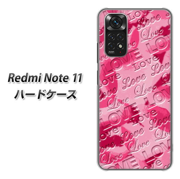 Redmi Note 11 高画質仕上げ 背面印刷 ハードケース【SC845 フラワーヴェルニLOVE濃いピンク(ローズアンディアン)】