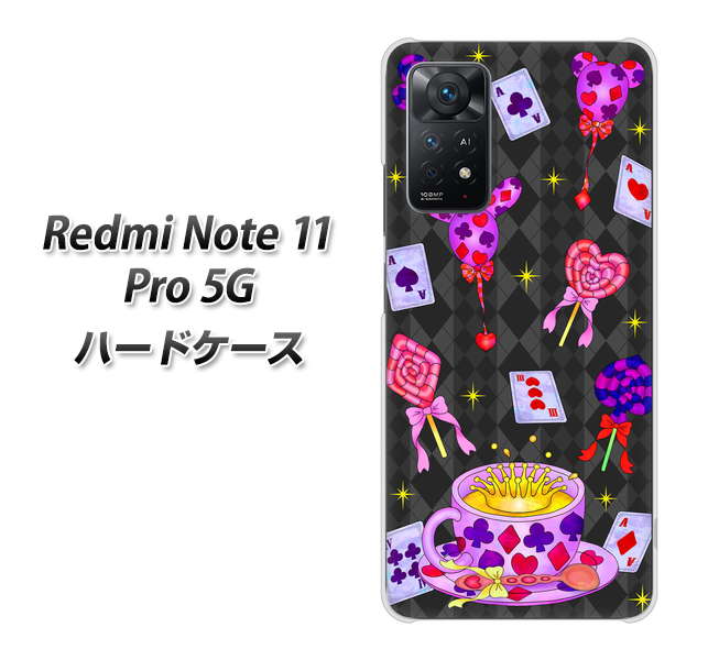 Redmi Note 11 Pro 5G 高画質仕上げ 背面印刷 ハードケース【AG818 トランプティー(黒)】