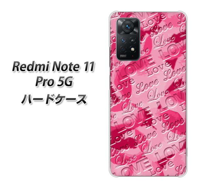 Redmi Note 11 Pro 5G 高画質仕上げ 背面印刷 ハードケース【SC845 フラワーヴェルニLOVE濃いピンク(ローズアンディアン)】