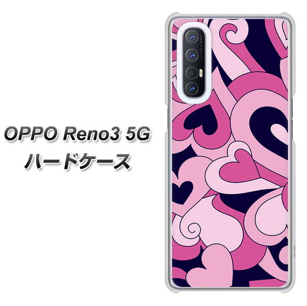 SoftBank OPPO Reno3 5G 高画質仕上げ 背面印刷 ハードケース【223 ハートの調べ】