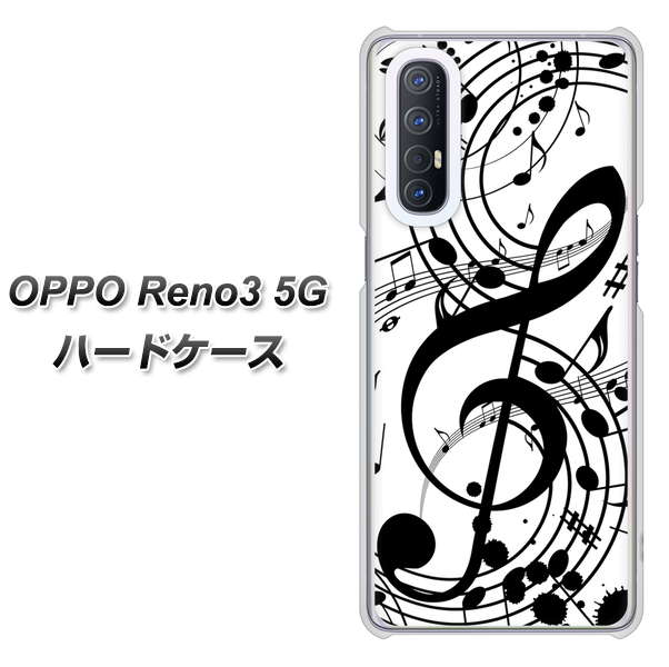 SoftBank OPPO Reno3 5G 高画質仕上げ 背面印刷 ハードケース【260 あふれる音符】
