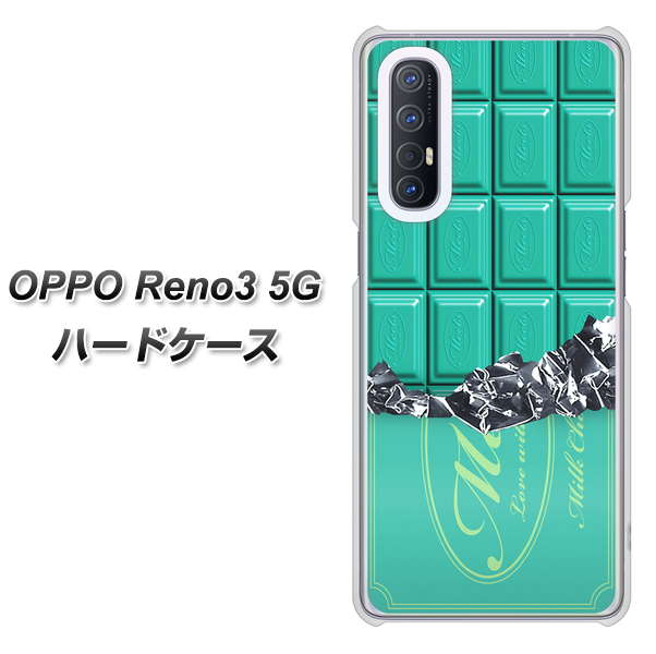 SoftBank OPPO Reno3 5G 高画質仕上げ 背面印刷 ハードケース【554 板チョコ-ミント】