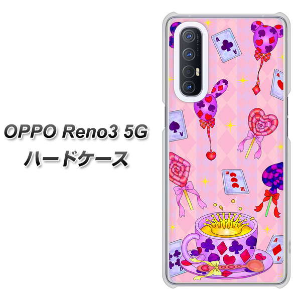 SoftBank OPPO Reno3 5G 高画質仕上げ 背面印刷 ハードケース【AG817 トランプティー(ピンク)】