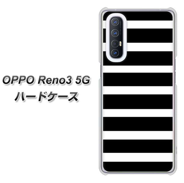 SoftBank OPPO Reno3 5G 高画質仕上げ 背面印刷 ハードケース【EK879 ボーダーブラック(L)】