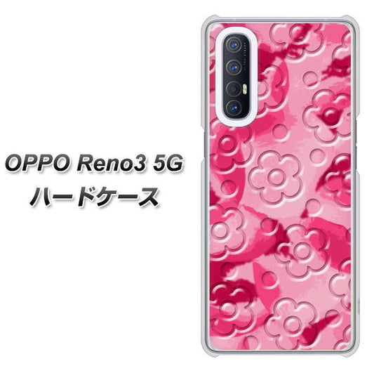 SoftBank OPPO Reno3 5G 高画質仕上げ 背面印刷 ハードケース【SC847 フラワーヴェルニ花濃いピンク(ローズアンディアン)】