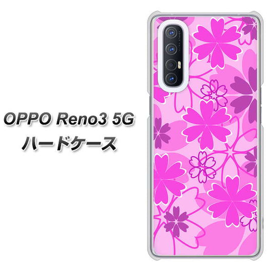 SoftBank OPPO Reno3 5G 高画質仕上げ 背面印刷 ハードケース【VA961 重なり合う花　ピンク】