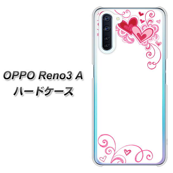 SIMフリー OPPO Reno3 A 高画質仕上げ 背面印刷 ハードケース【365 ハートフレーム】
