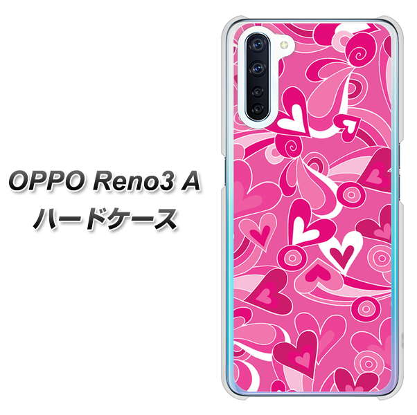 SIMフリー OPPO Reno3 A 高画質仕上げ 背面印刷 ハードケース【383 ピンクのハート】