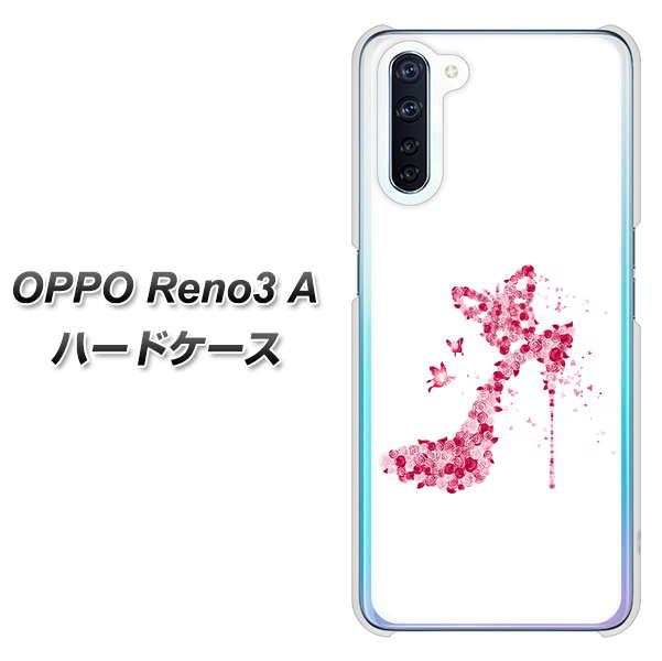SIMフリー OPPO Reno3 A 高画質仕上げ 背面印刷 ハードケース【387 薔薇のハイヒール】