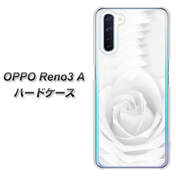 SIMフリー OPPO Reno3 A 高画質仕上げ 背面印刷 ハードケース【402 ホワイトRose】