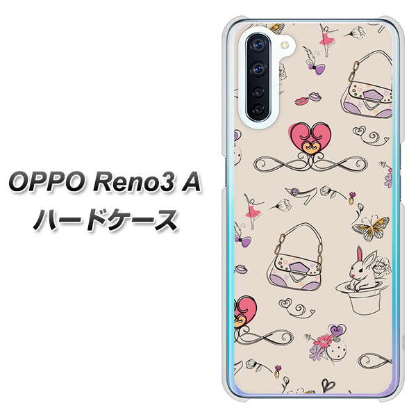 SIMフリー OPPO Reno3 A 高画質仕上げ 背面印刷 ハードケース【705 うさぎとバッグ】