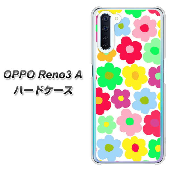 SIMフリー OPPO Reno3 A 高画質仕上げ 背面印刷 ハードケース【758 ルーズフラワーカラフル】