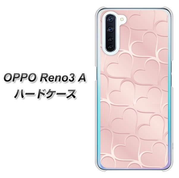 SIMフリー OPPO Reno3 A 高画質仕上げ 背面印刷 ハードケース【1340 かくれハート(ローズピンク)】