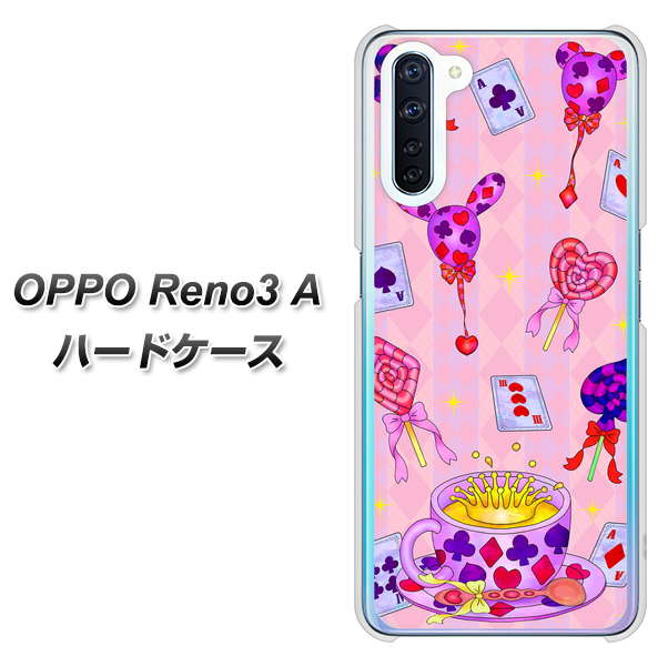 SIMフリー OPPO Reno3 A 高画質仕上げ 背面印刷 ハードケース【AG817 トランプティー(ピンク)】