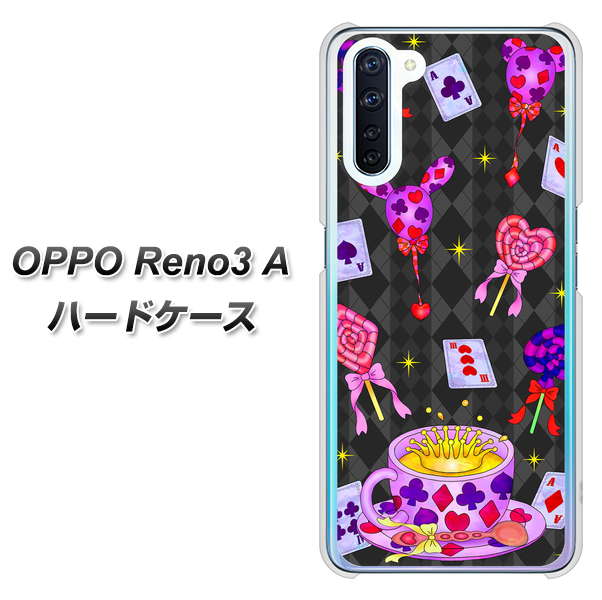 SIMフリー OPPO Reno3 A 高画質仕上げ 背面印刷 ハードケース【AG818 トランプティー(黒)】