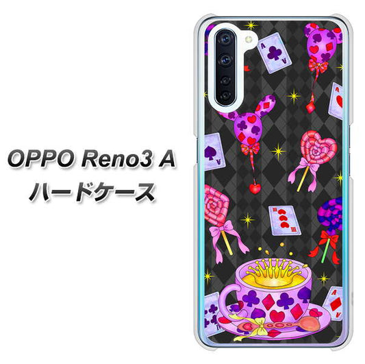 SIMフリー OPPO Reno3 A 高画質仕上げ 背面印刷 ハードケース【AG818 トランプティー(黒)】