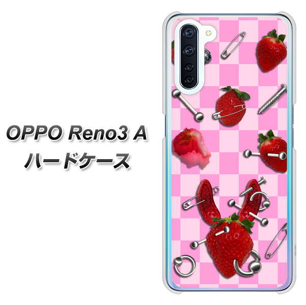 SIMフリー OPPO Reno3 A 高画質仕上げ 背面印刷 ハードケース【AG832 苺パンク(ピンク)】