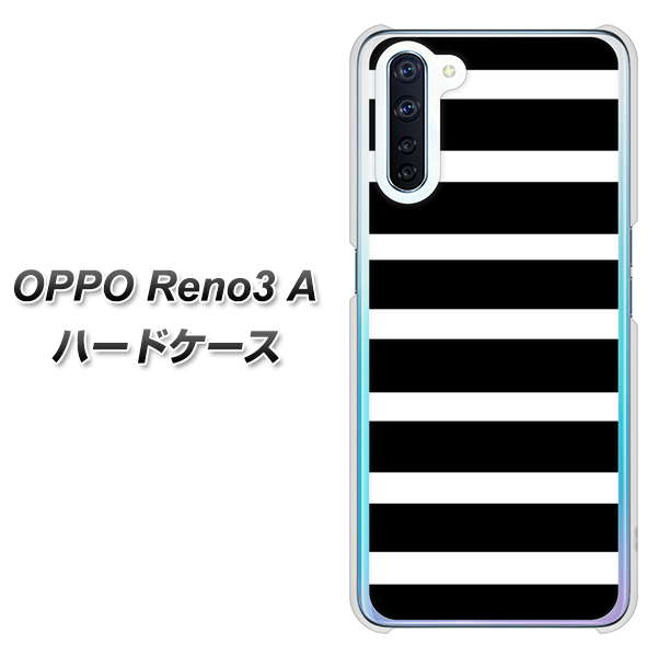 SIMフリー OPPO Reno3 A 高画質仕上げ 背面印刷 ハードケース【EK879 ボーダーブラック(L)】