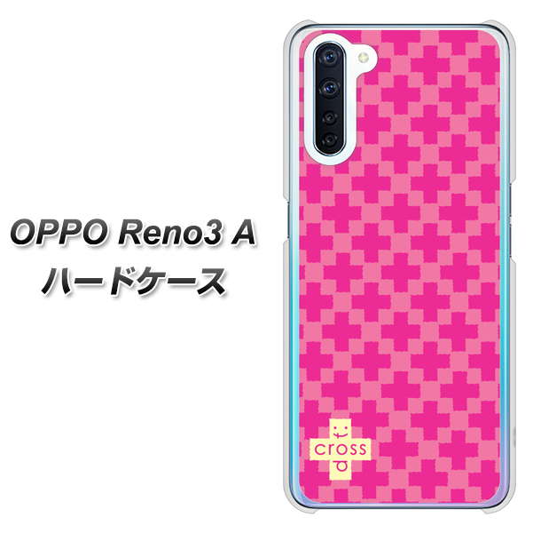 SIMフリー OPPO Reno3 A 高画質仕上げ 背面印刷 ハードケース【IB901 クロスドット_ピンク】