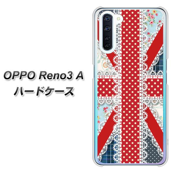 SIMフリー OPPO Reno3 A 高画質仕上げ 背面印刷 ハードケース【SC805 ユニオンジャック レース】
