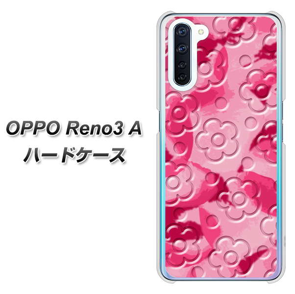 SIMフリー OPPO Reno3 A 高画質仕上げ 背面印刷 ハードケース【SC847 フラワーヴェルニ花濃いピンク(ローズアンディアン)】