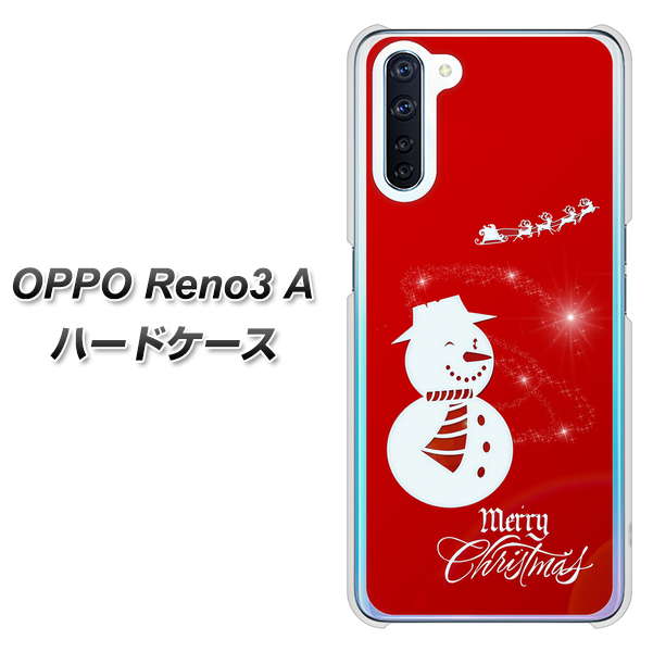 SIMフリー OPPO Reno3 A 高画質仕上げ 背面印刷 ハードケース【XA802 ウインク雪だるま】