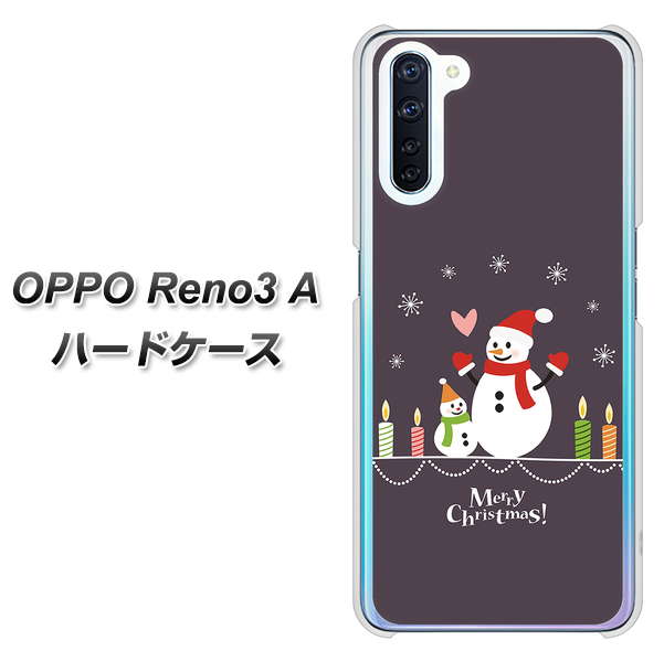 SIMフリー OPPO Reno3 A 高画質仕上げ 背面印刷 ハードケース【XA809 雪だるまの親子】
