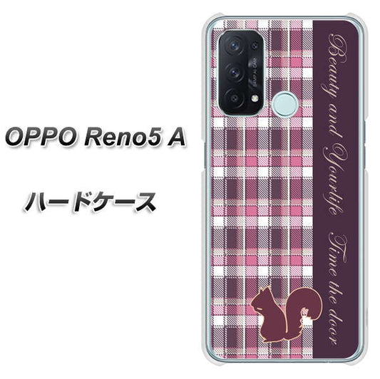 SIMフリー オッポ Reno5 A 高画質仕上げ 背面印刷 ハードケース【519 チェック柄にリス】