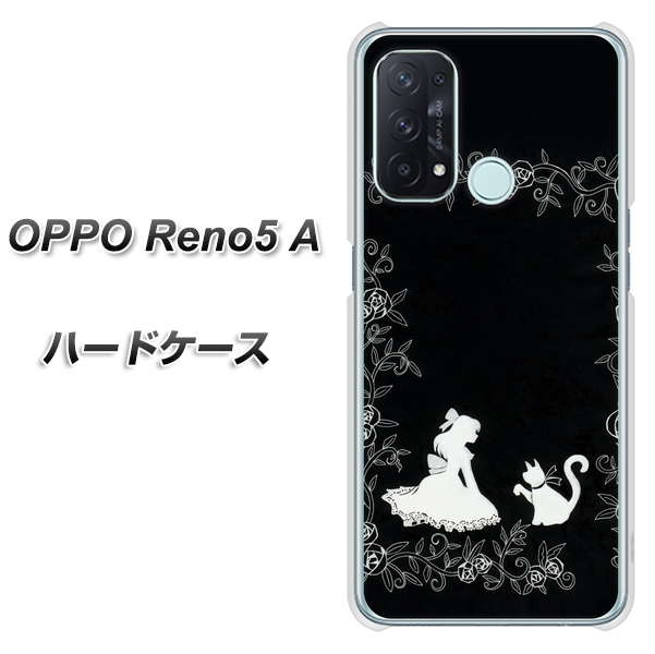 SIMフリー オッポ Reno5 A 高画質仕上げ 背面印刷 ハードケース【1097 お姫様とネコ(モノトーン)】