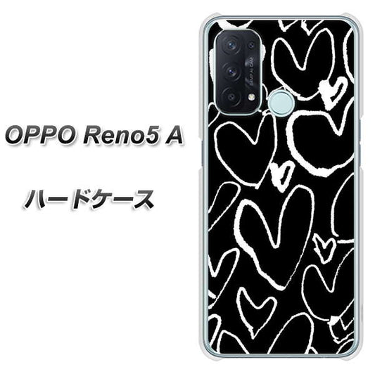 SIMフリー オッポ Reno5 A 高画質仕上げ 背面印刷 ハードケース【1124 ハート BK&WH】
