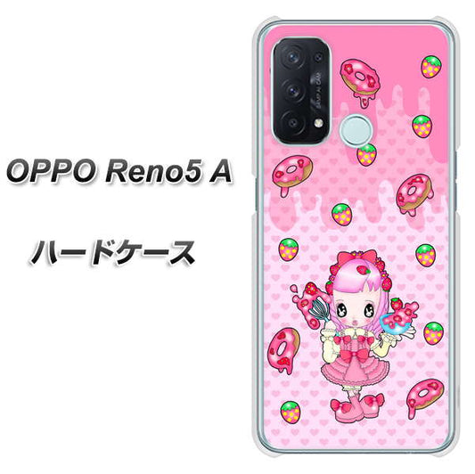 SIMフリー オッポ Reno5 A 高画質仕上げ 背面印刷 ハードケース【AG816 ストロベリードーナツ(水玉ピンク)】