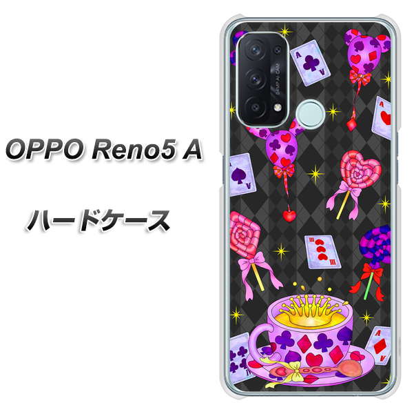 SIMフリー オッポ Reno5 A 高画質仕上げ 背面印刷 ハードケース【AG818 トランプティー(黒)】